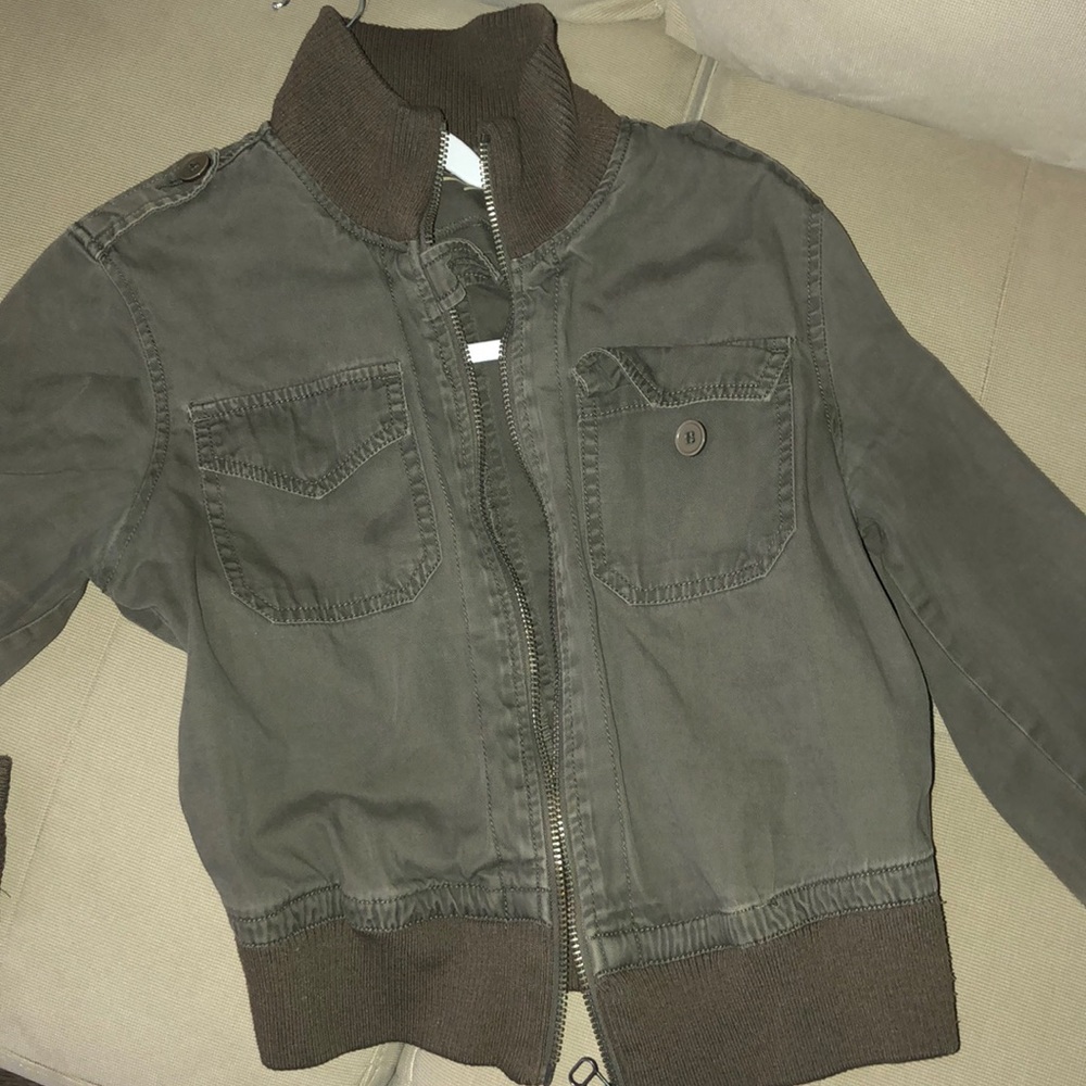 Dark olive green jean jacket from Nordstrom